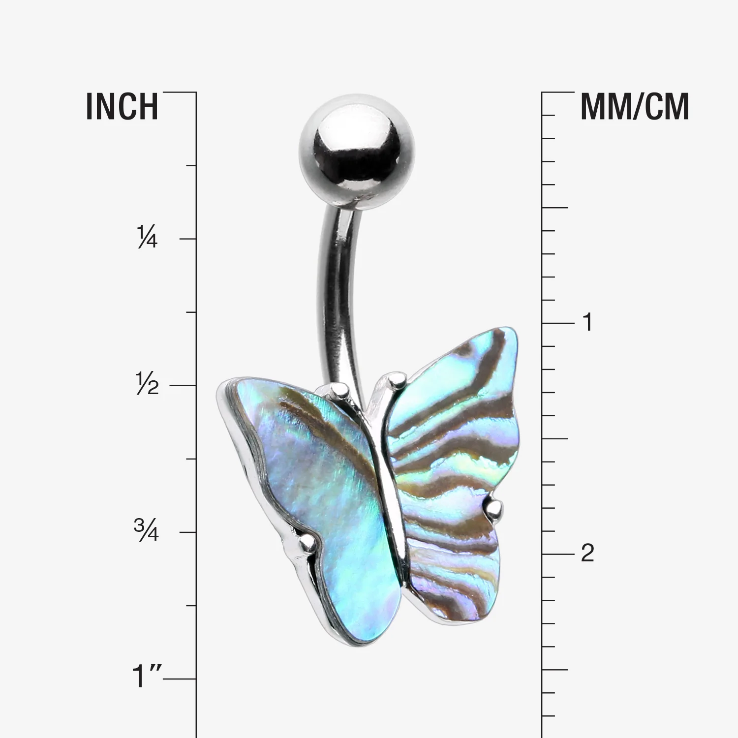 Abalone Natural Shell Butterfly Belly Button Ring - Image 2