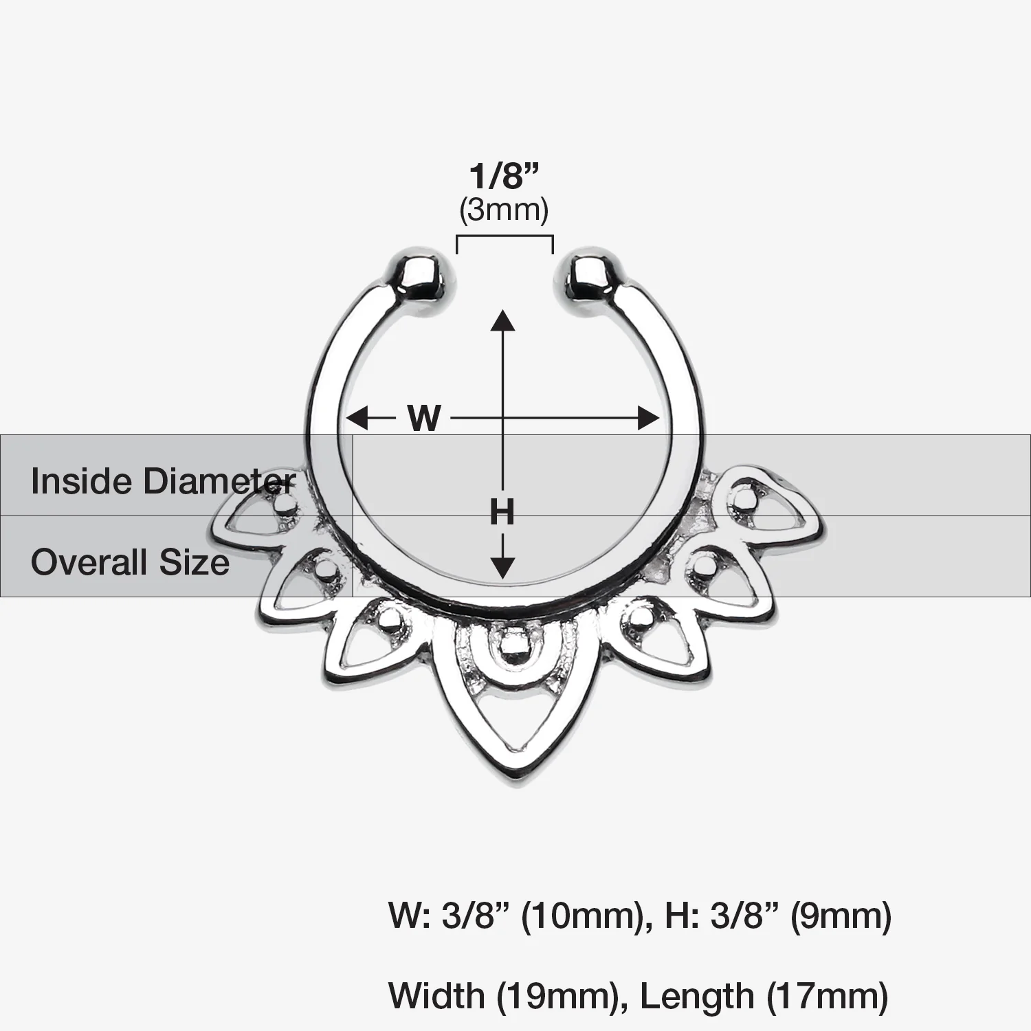Acerose Filigree Fake Septum Clip-On Ring - Image 2
