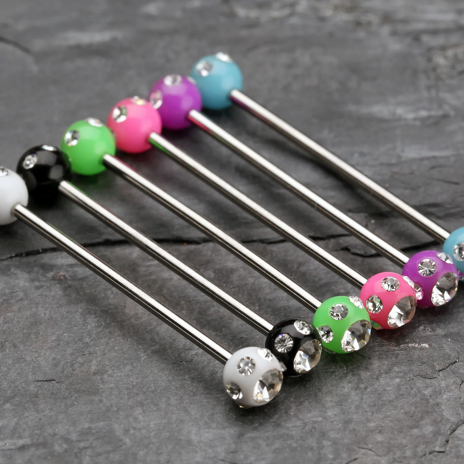 Acrylic Aurora Gem Ball Industrial Barbell* - Image 2