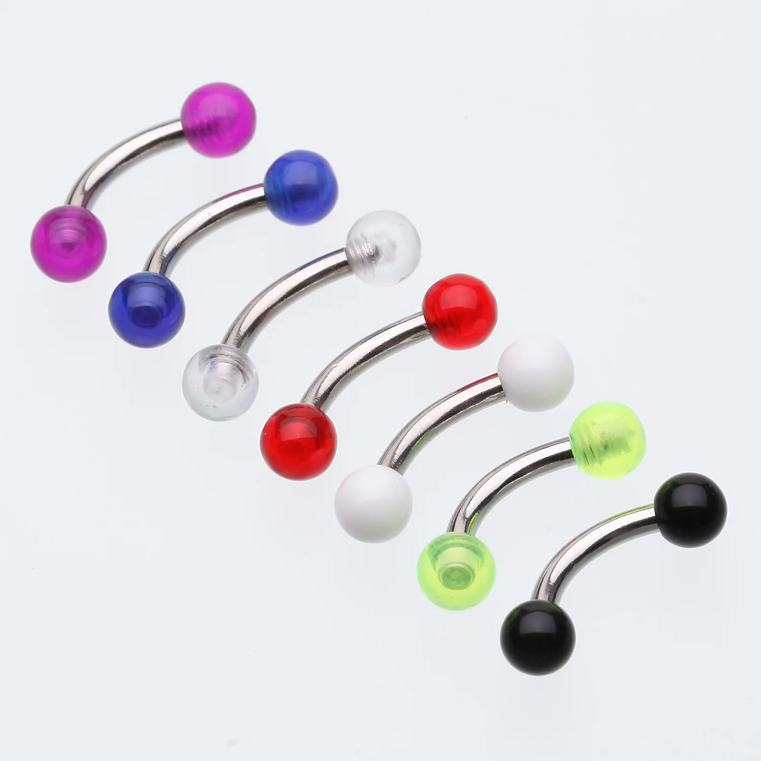 Acrylic Ball Curved Barbell Eyebrow Ring - Image 2