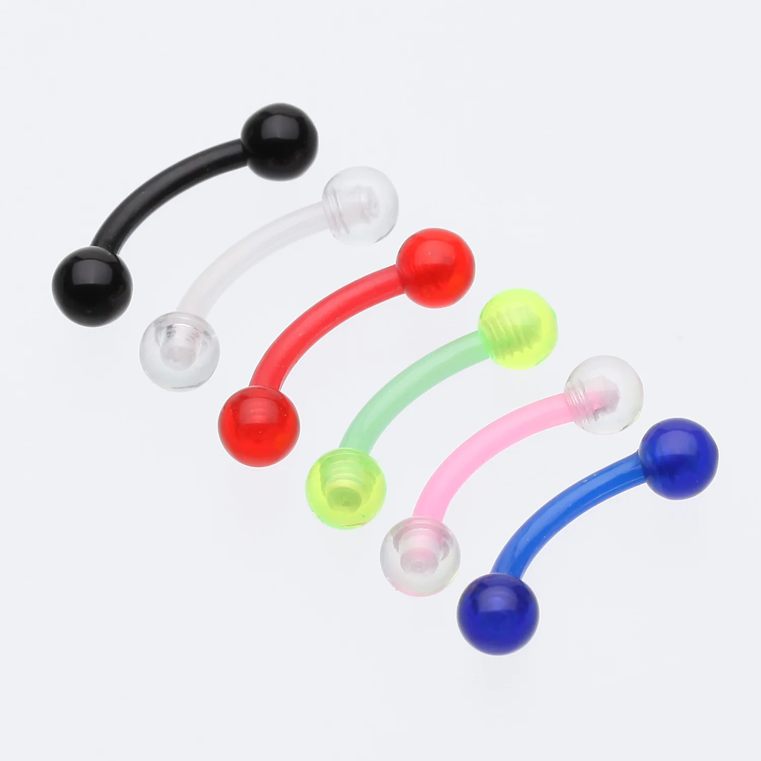 Acrylic Flexible Shaft Curved Barbell Eyebrow Ring - Image 2