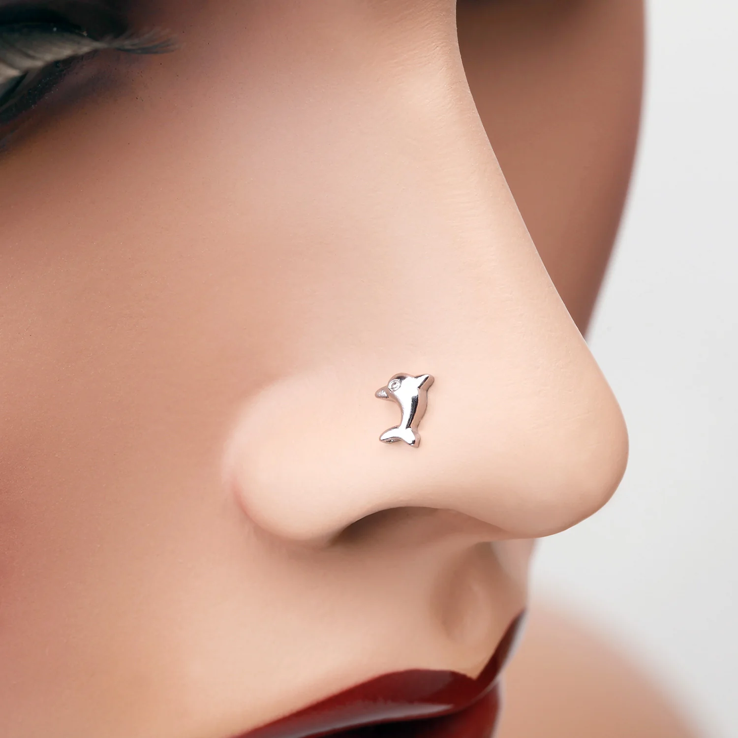 Adorable Baby Dolphin Nose Stud Ring - Image 2