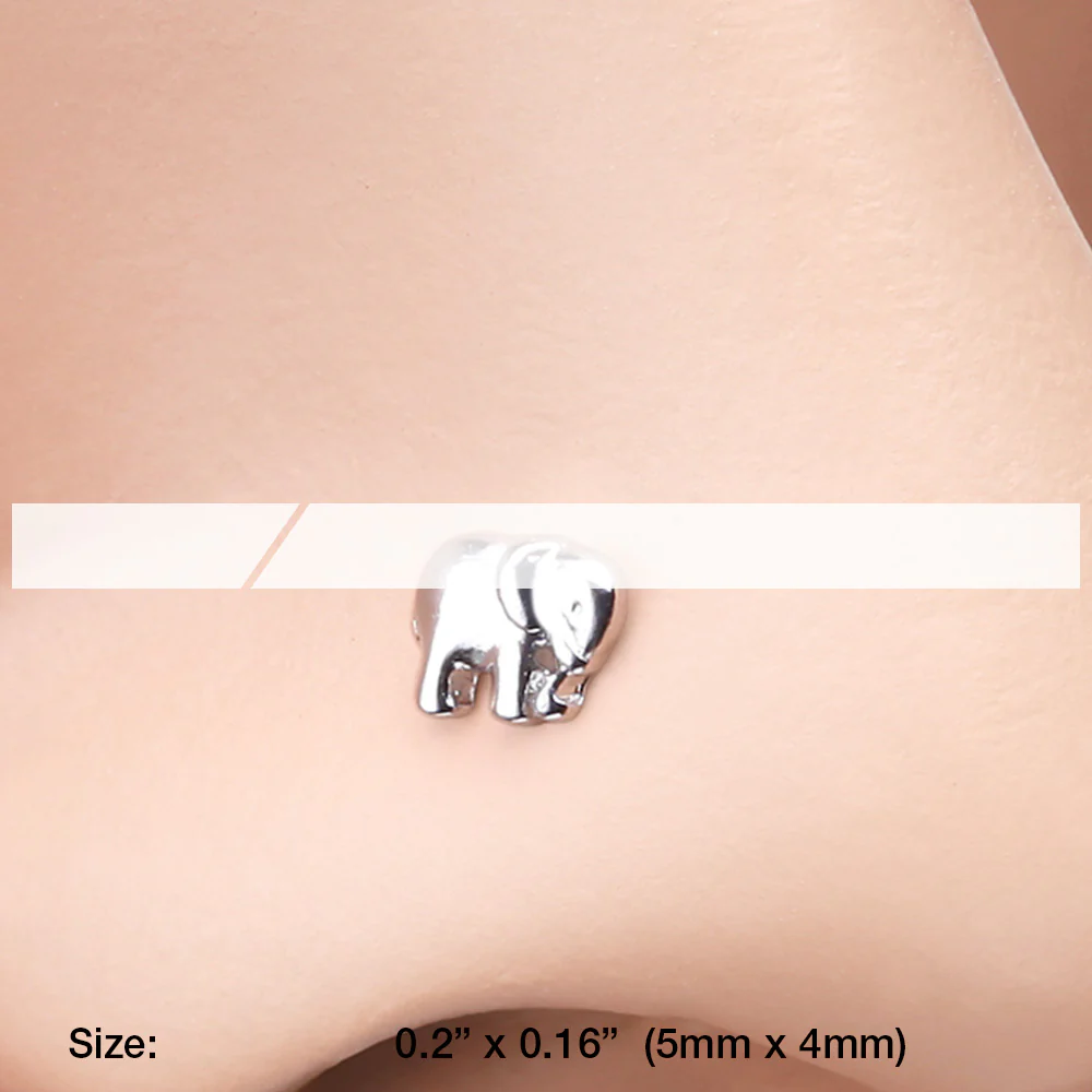 Adorable Baby Elephant L-Shaped Nose Ring - Image 3
