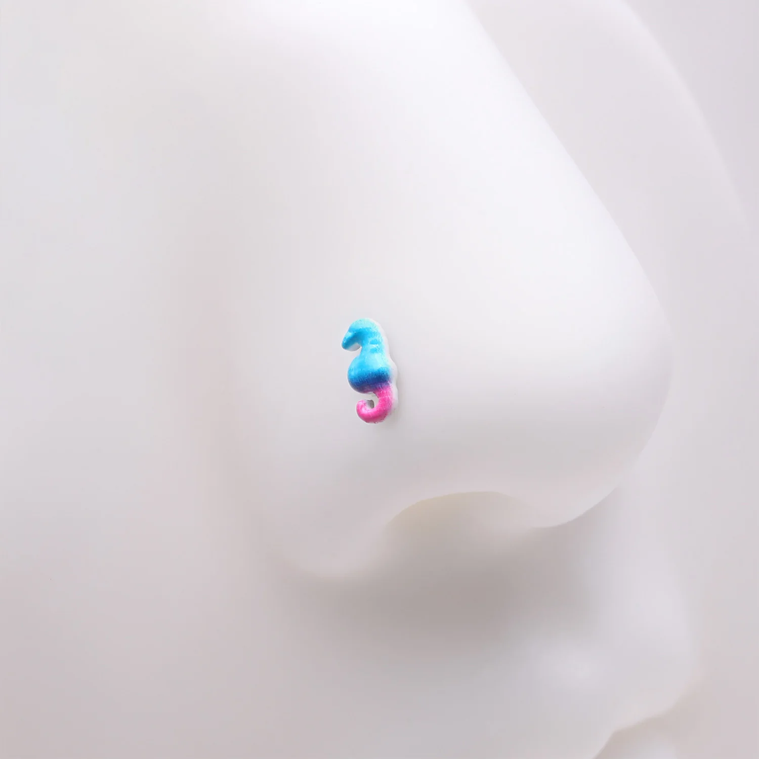 Adorable Blurple Seahorse L-Shaped Nose Ring - Image 2
