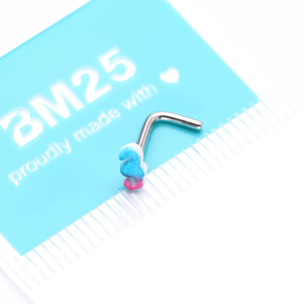 Adorable Blurple Seahorse L-Shaped Nose Ring - Image 5