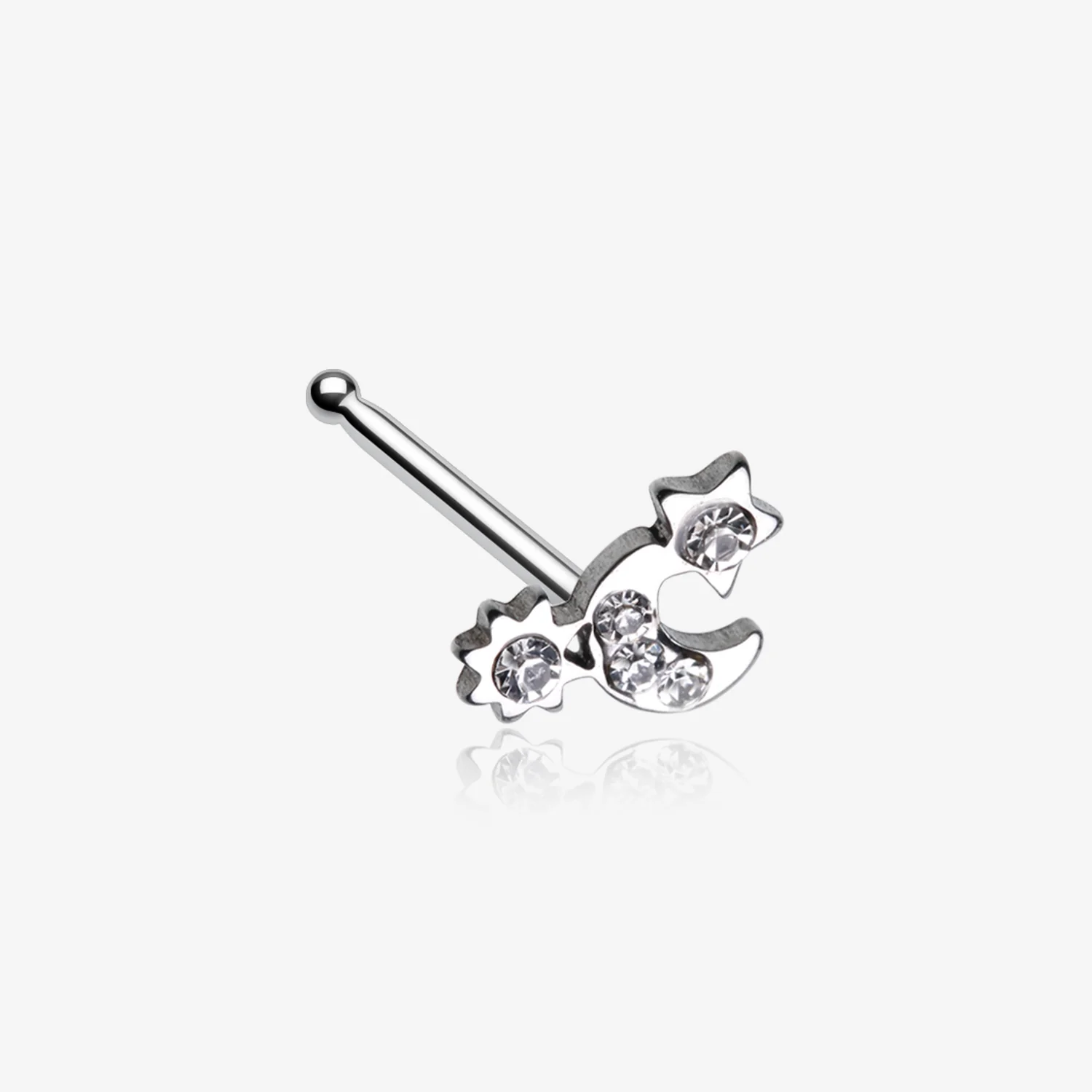 Adorable Celestial Sun Moon Star Sparkle Nose Stud Ring