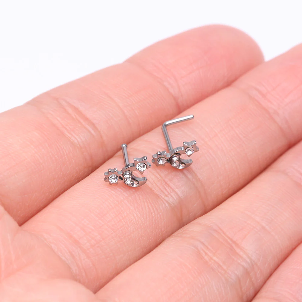 Adorable Celestial Sun Moon Star Sparkle Nose Stud Ring - Image 4