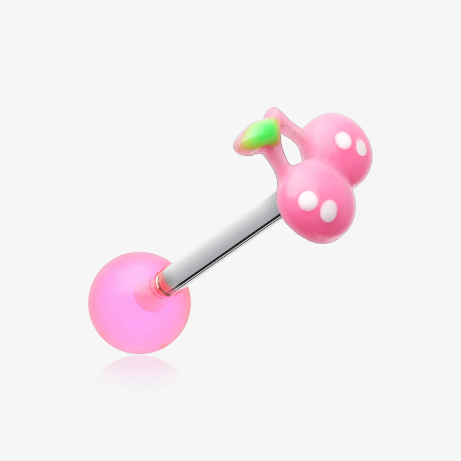 Adorable Cherry Acrylic Top Barbell Tongue Ring