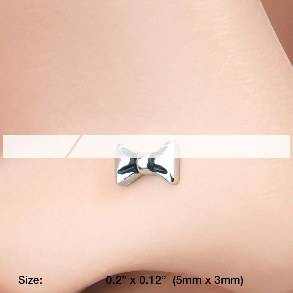 Adorable Dainty Bow-Tie L-Shaped Nose Ring - Image 3