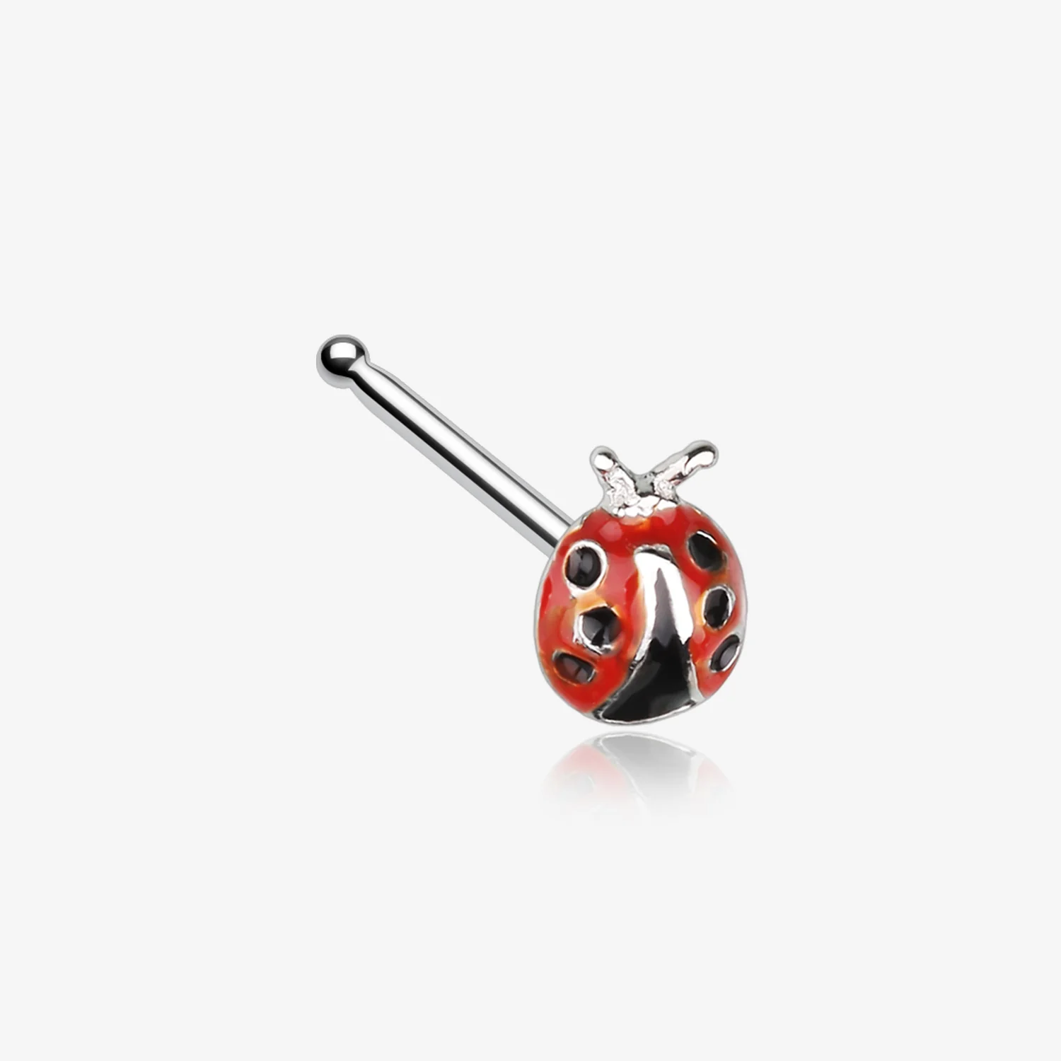Adorable Dainty Ladybug Nose Stud Ring