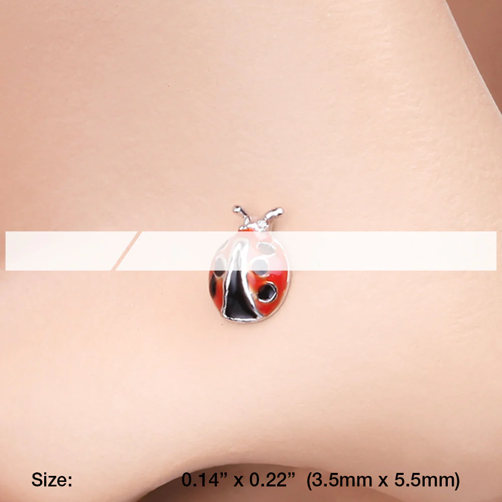 Adorable Dainty Ladybug Nose Stud Ring - Image 3