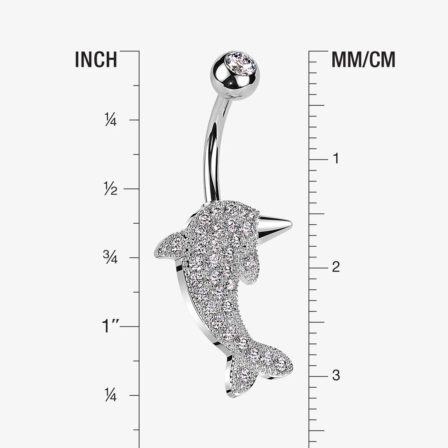 Adorable Dolphin Brilliant Sparkle Belly Button Ring - Image 2