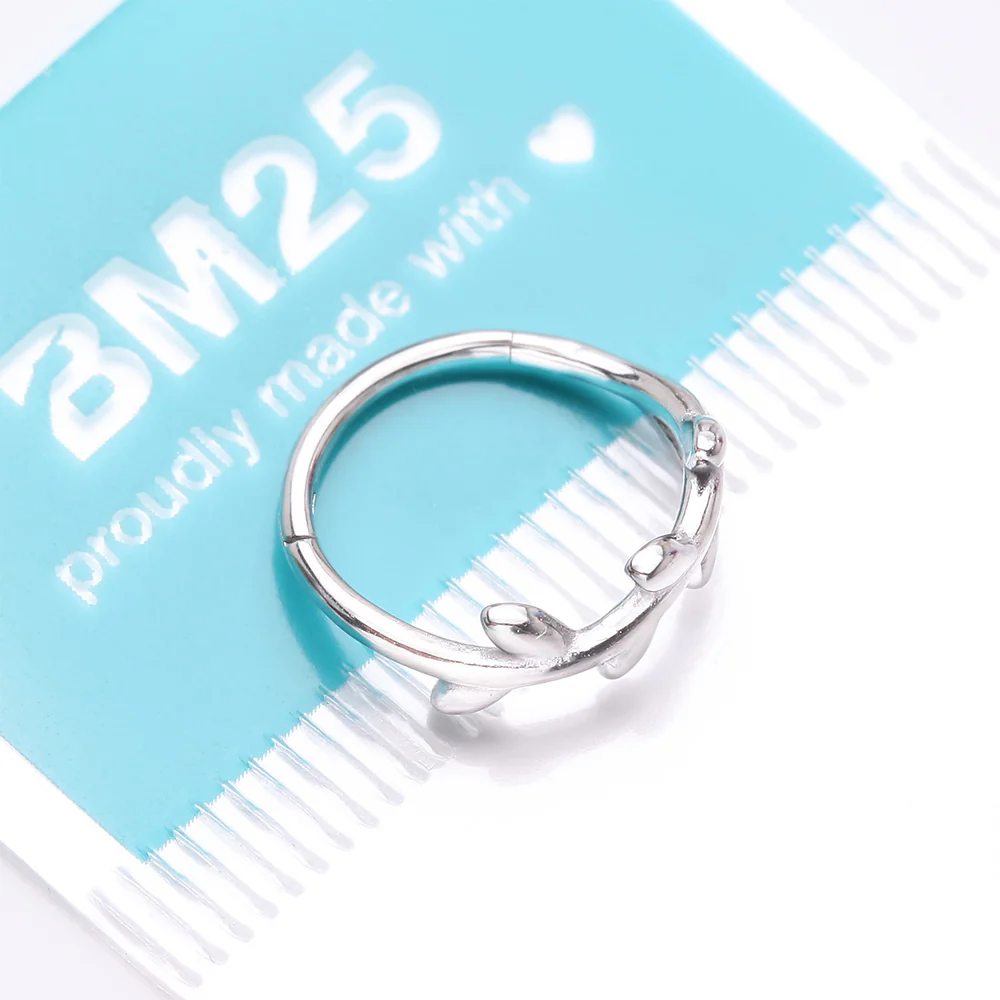 Adorable Leaflet Wreath Steel Clicker Hoop Ring - Image 5