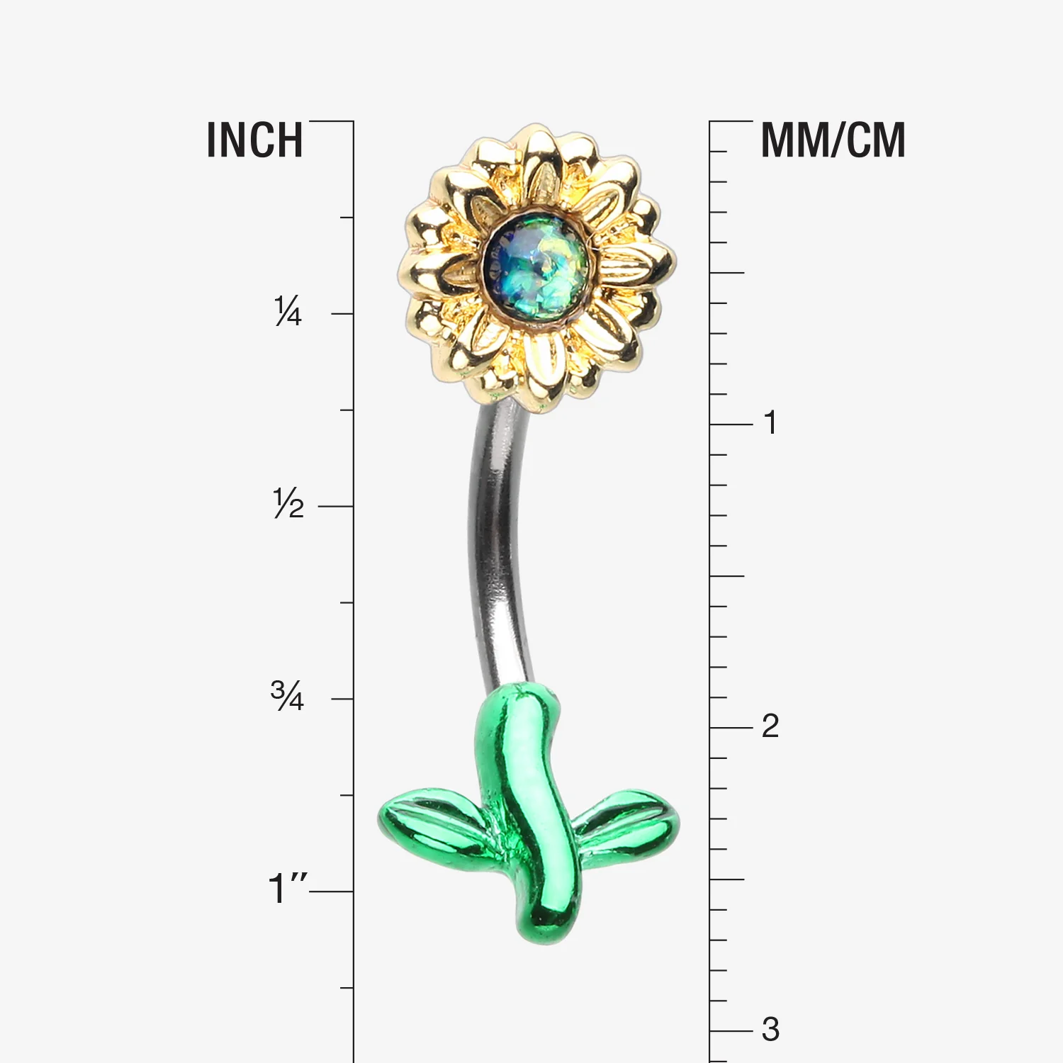 Adorable Opalescent Sparkle Sunflower Belly Button Ring - Image 2
