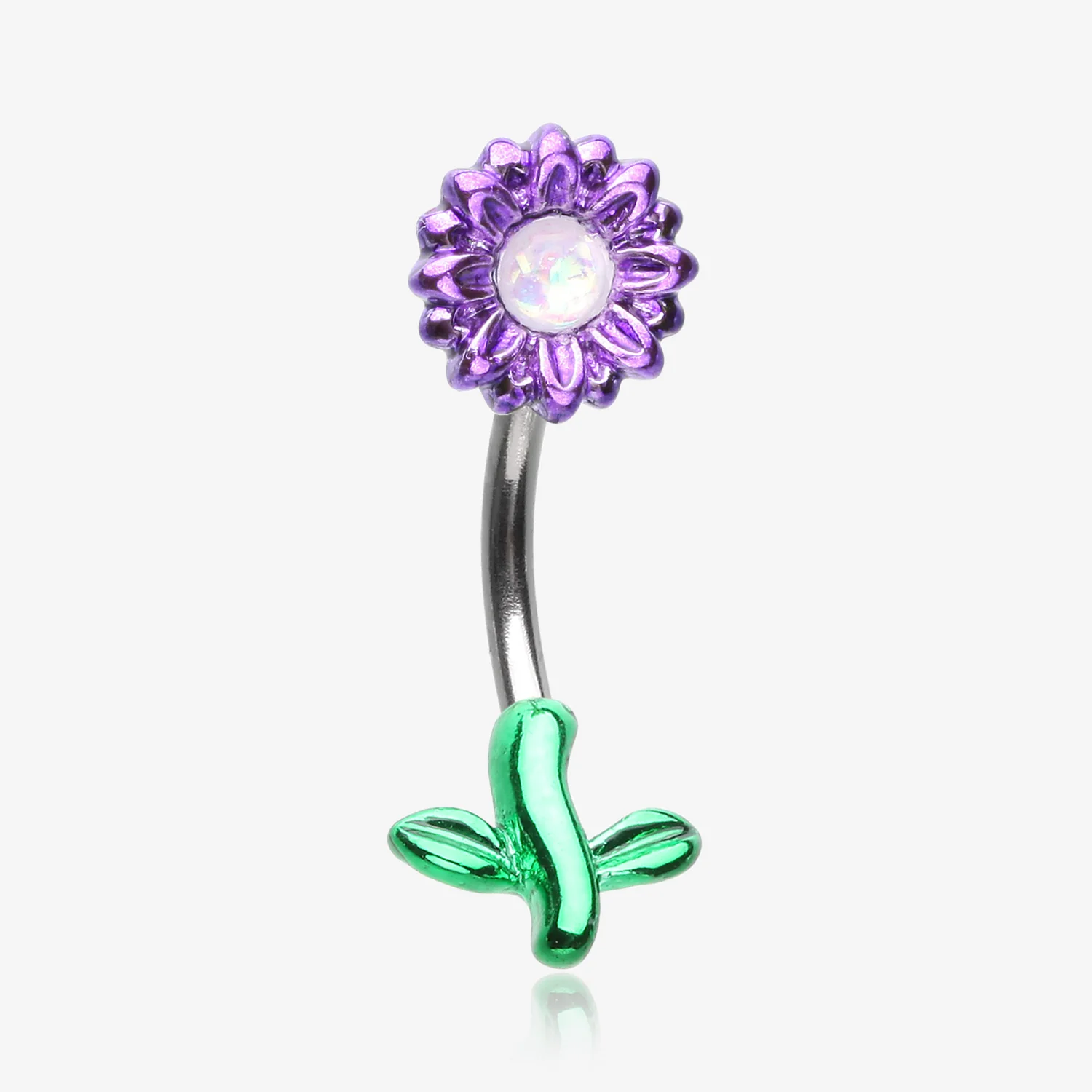 Adorable Opalescent Sparkle Sunflower Belly Button Ring