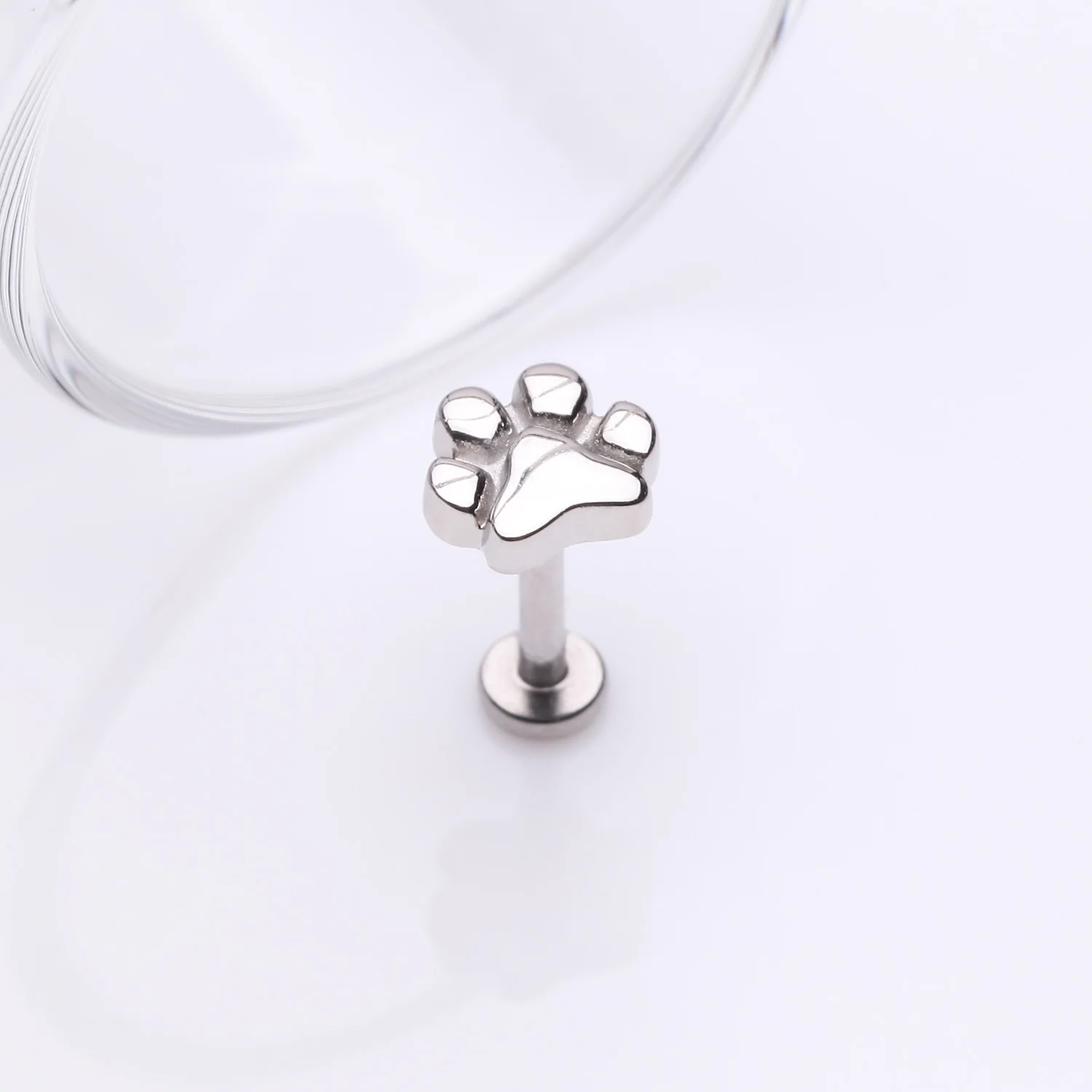 Adorable Paw Internally Threaded Steel Labret - Image 2