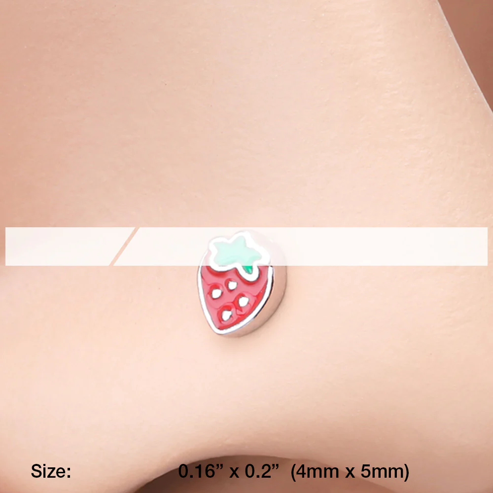 Adorable Strawberry L-Shaped Nose Ring - Image 3