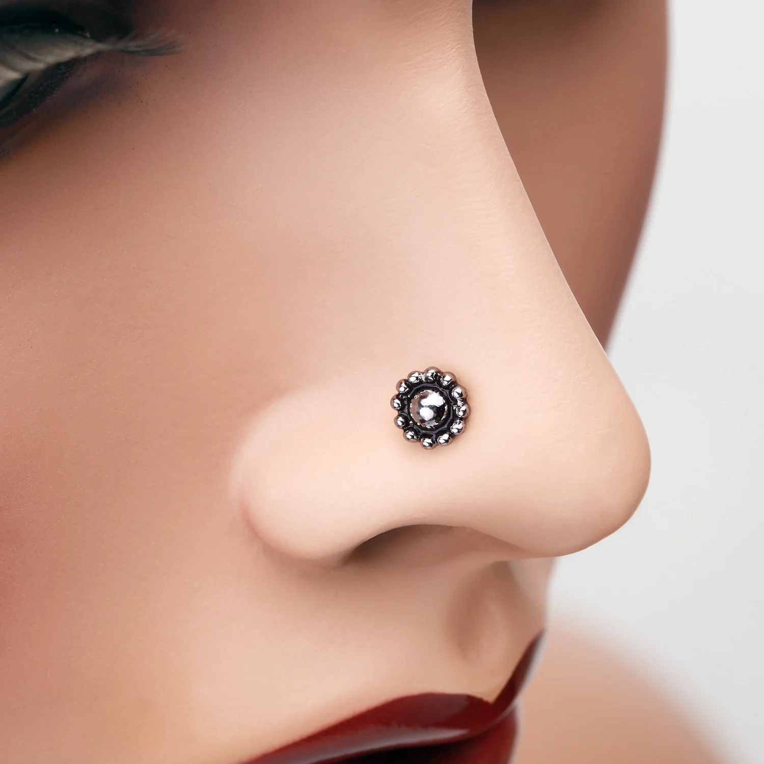 Aira Ornate Filigree Icon L-Shaped Nose Ring - Image 2