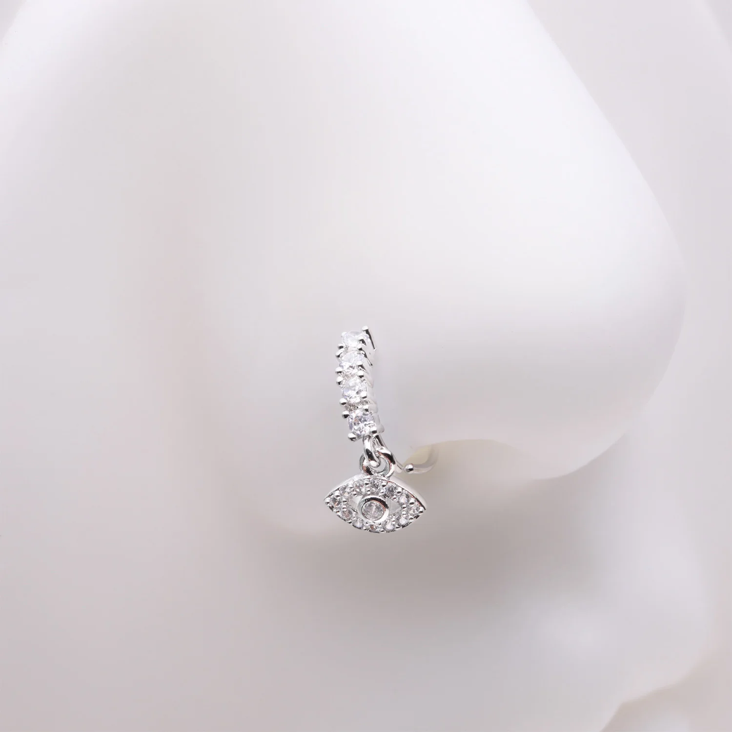 All Seeing Eye Sparkle Dangle Multi-Gem Lined Bendable Hoop Ring - Image 2