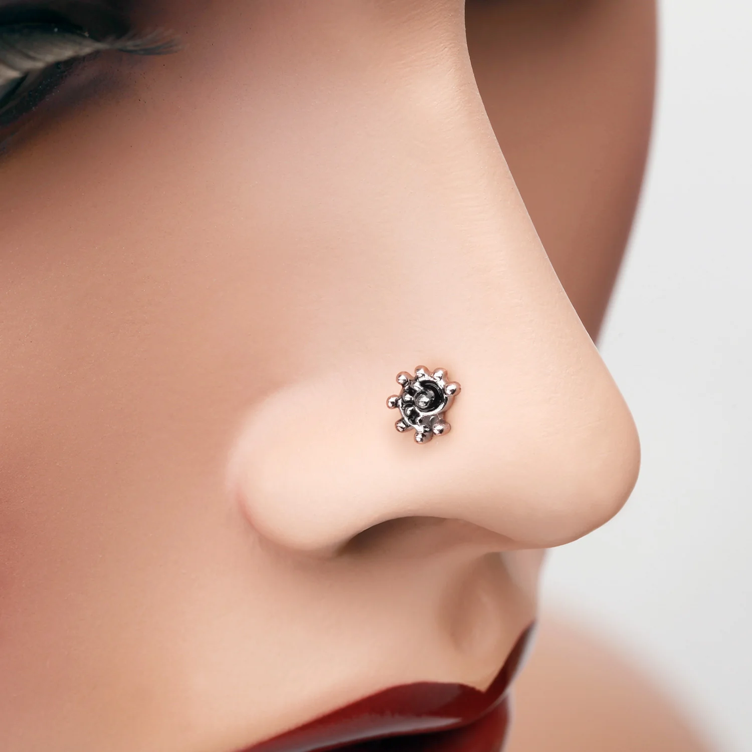 Ambro Swirl Filigree Icon L-Shaped Nose Ring - Image 2