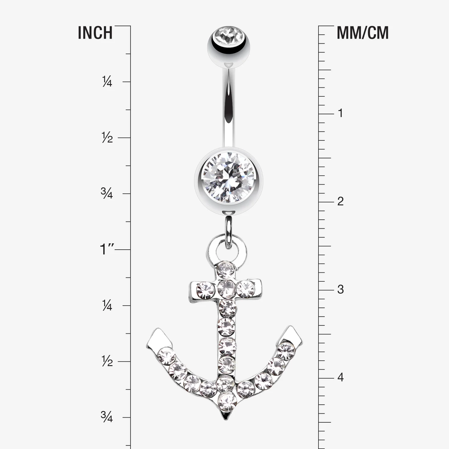 Anchor Gem Sparkle Belly Ring - Image 2