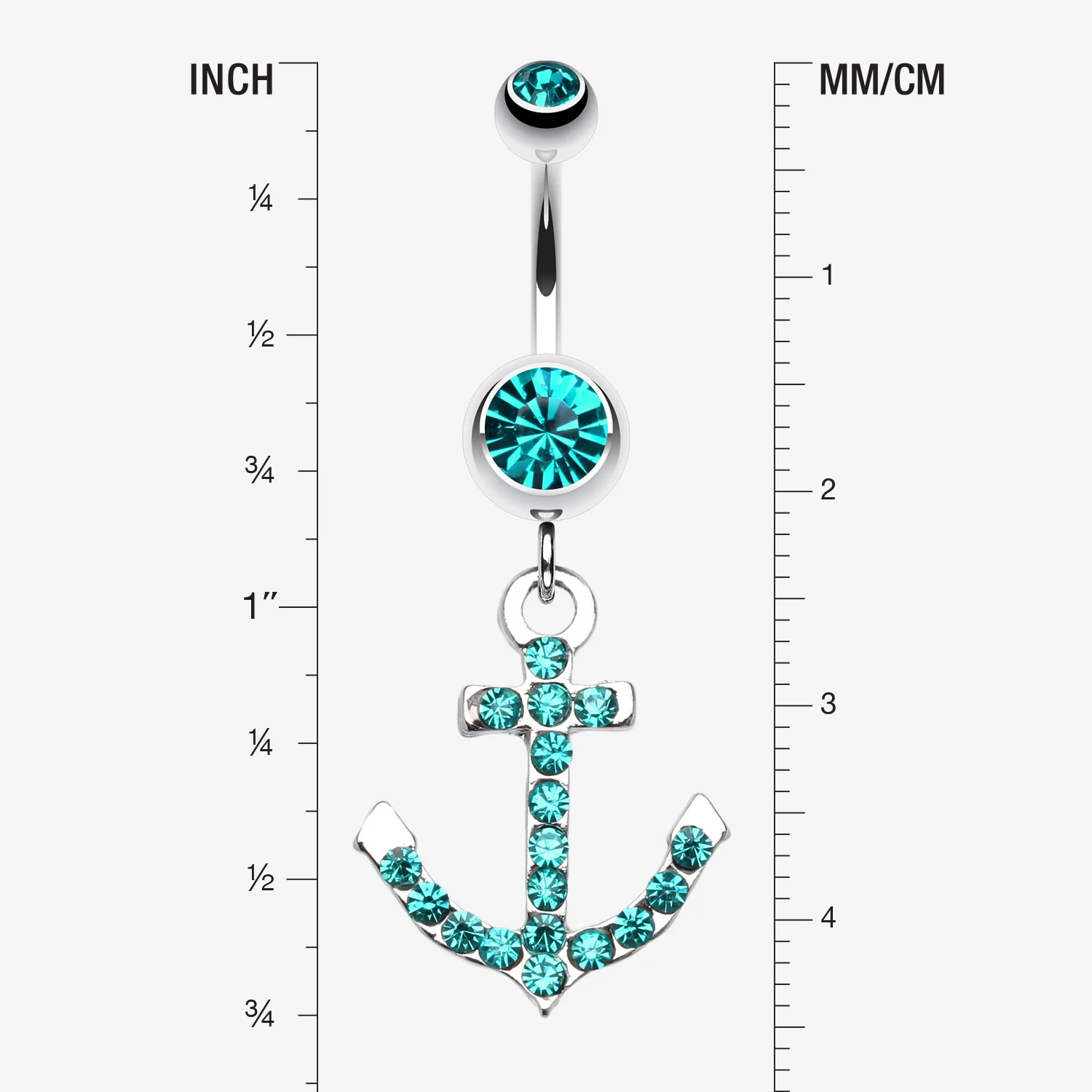 Anchor Gem Sparkle Belly Ring - Image 2