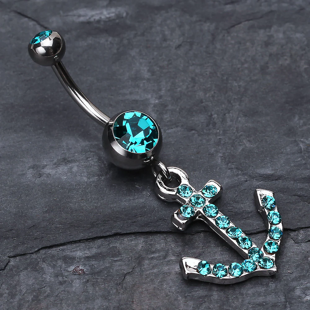 Anchor Gem Sparkle Belly Ring - Image 3