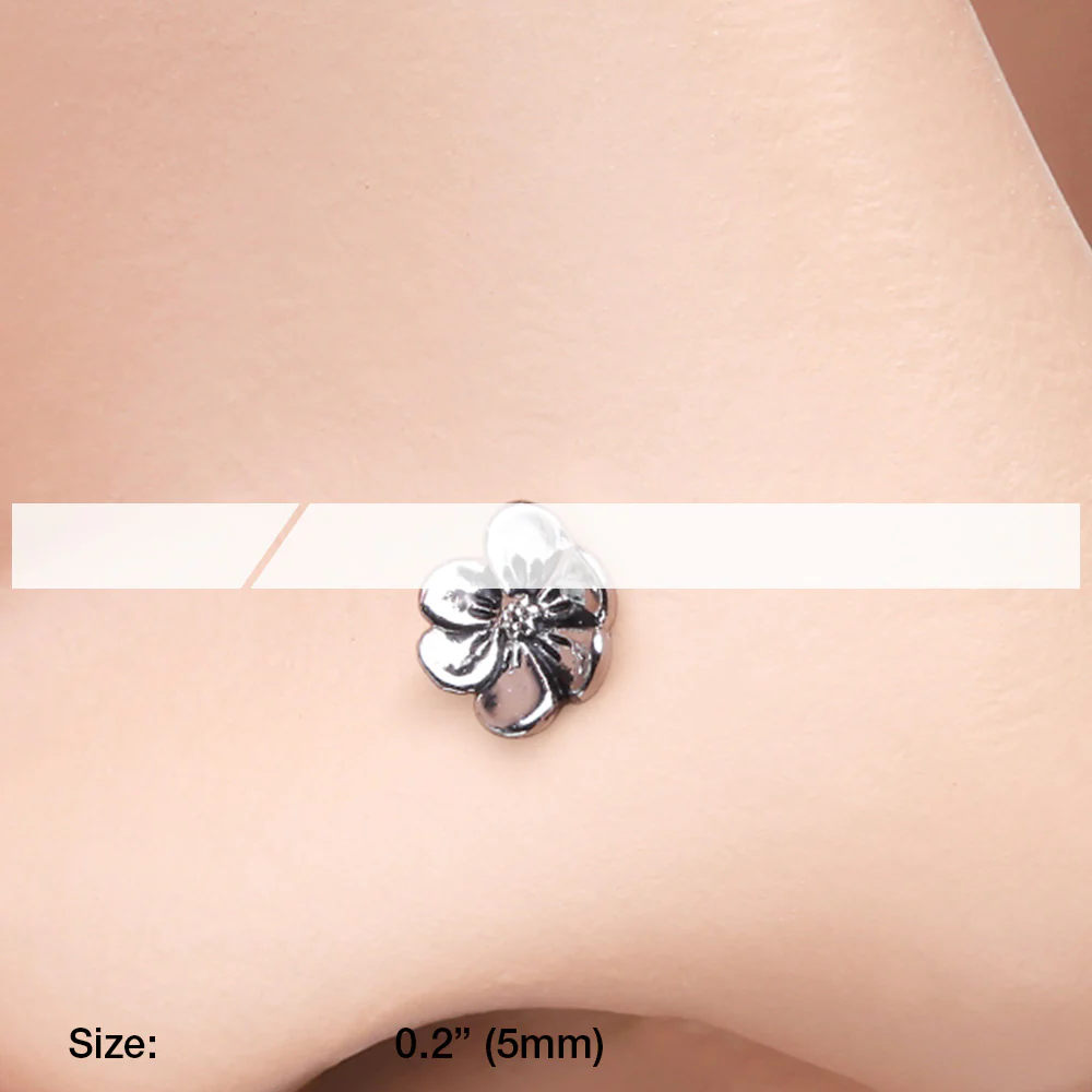 Anemone Flower Nose Stud Ring - Image 3
