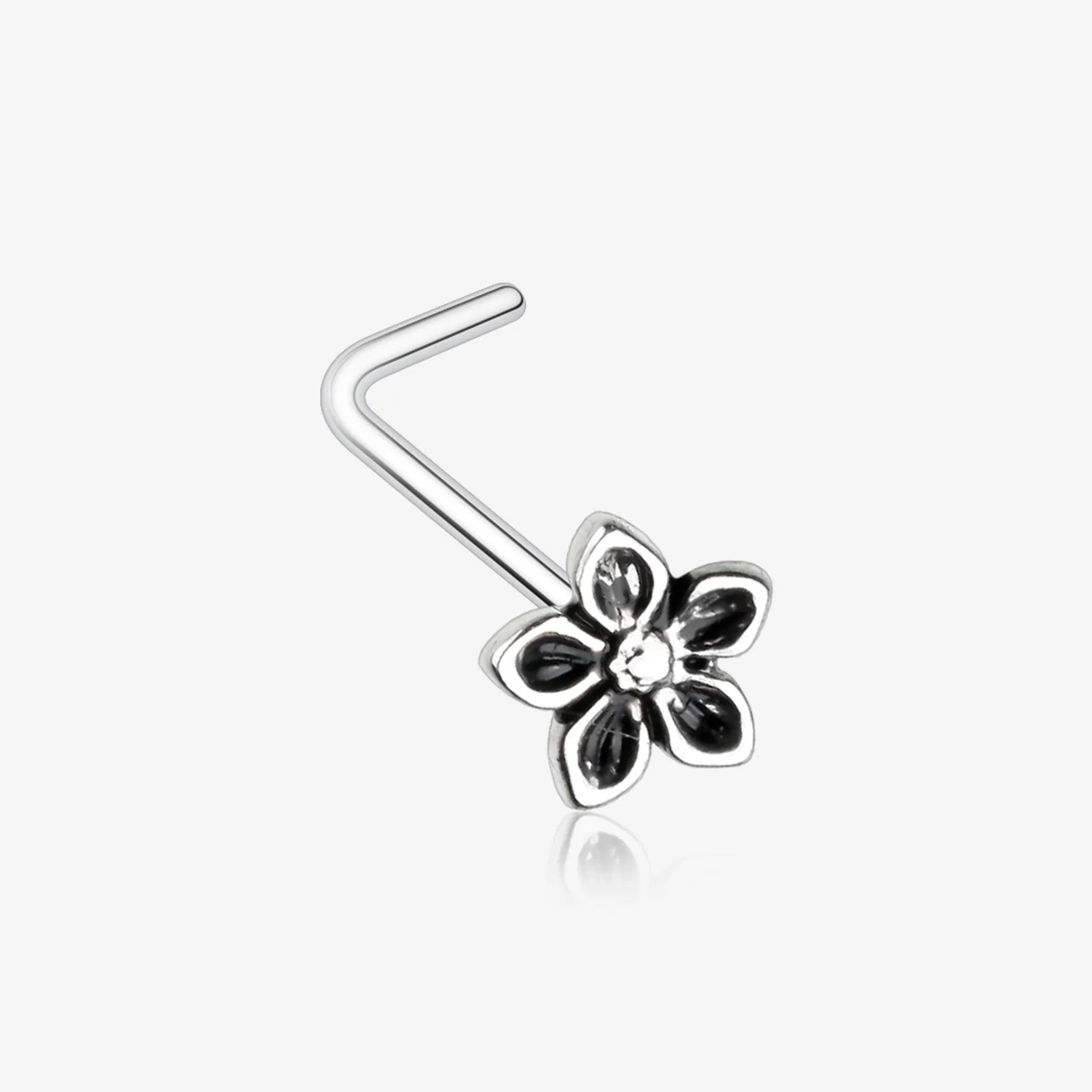 Antique Violet Flower L-Shaped Nose Ring