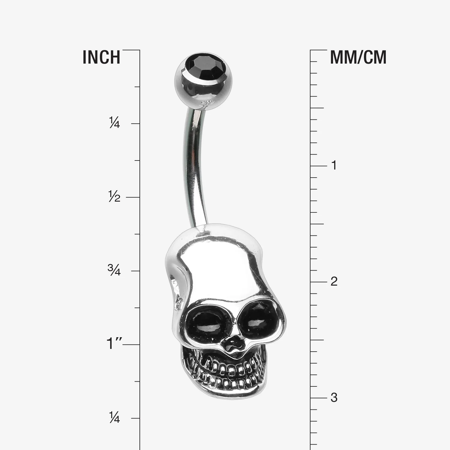 Apocalyptic Skull Head Belly Button Ring - Image 2