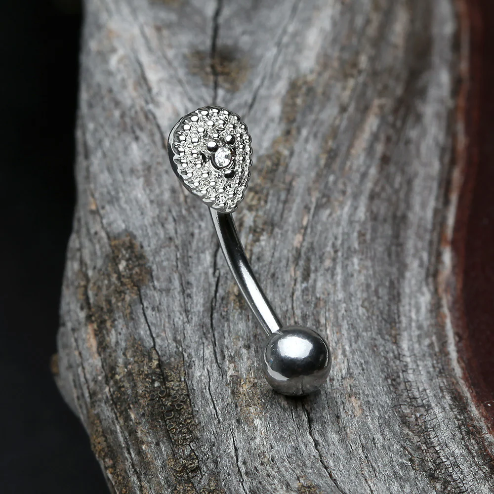 Aria Sparkle Teardrop Curved Barbell Ring - Image 4
