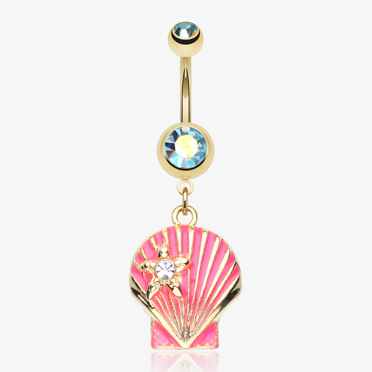 Ariel's Shell Dangle Belly Button Ring