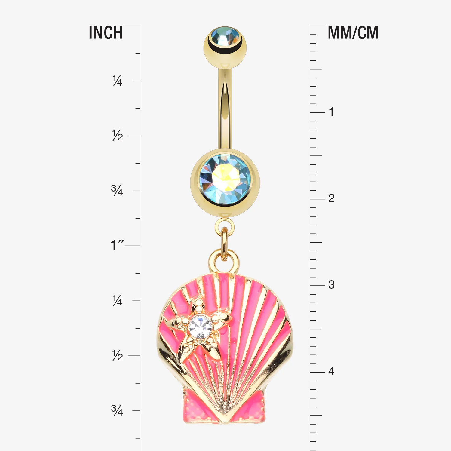 Ariel's Shell Dangle Belly Button Ring - Image 2