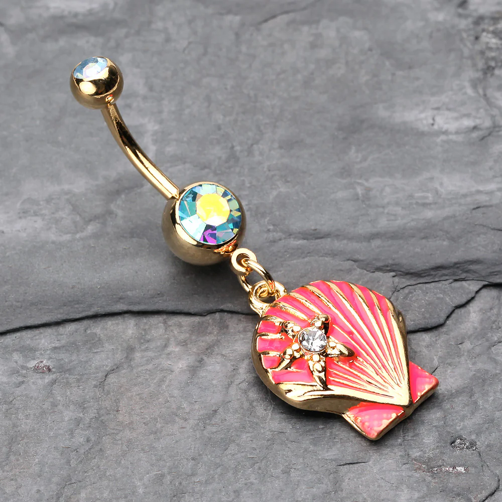 Ariel's Shell Dangle Belly Button Ring - Image 3
