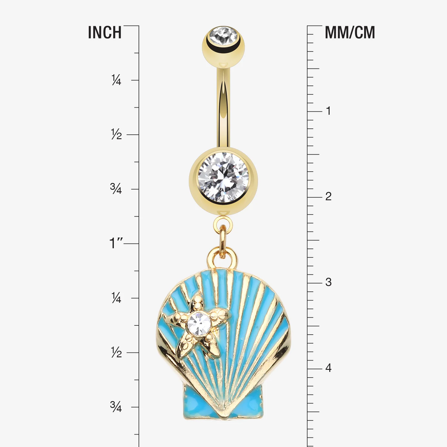 Ariel's Shell Dangle Belly Button Ring - Image 2
