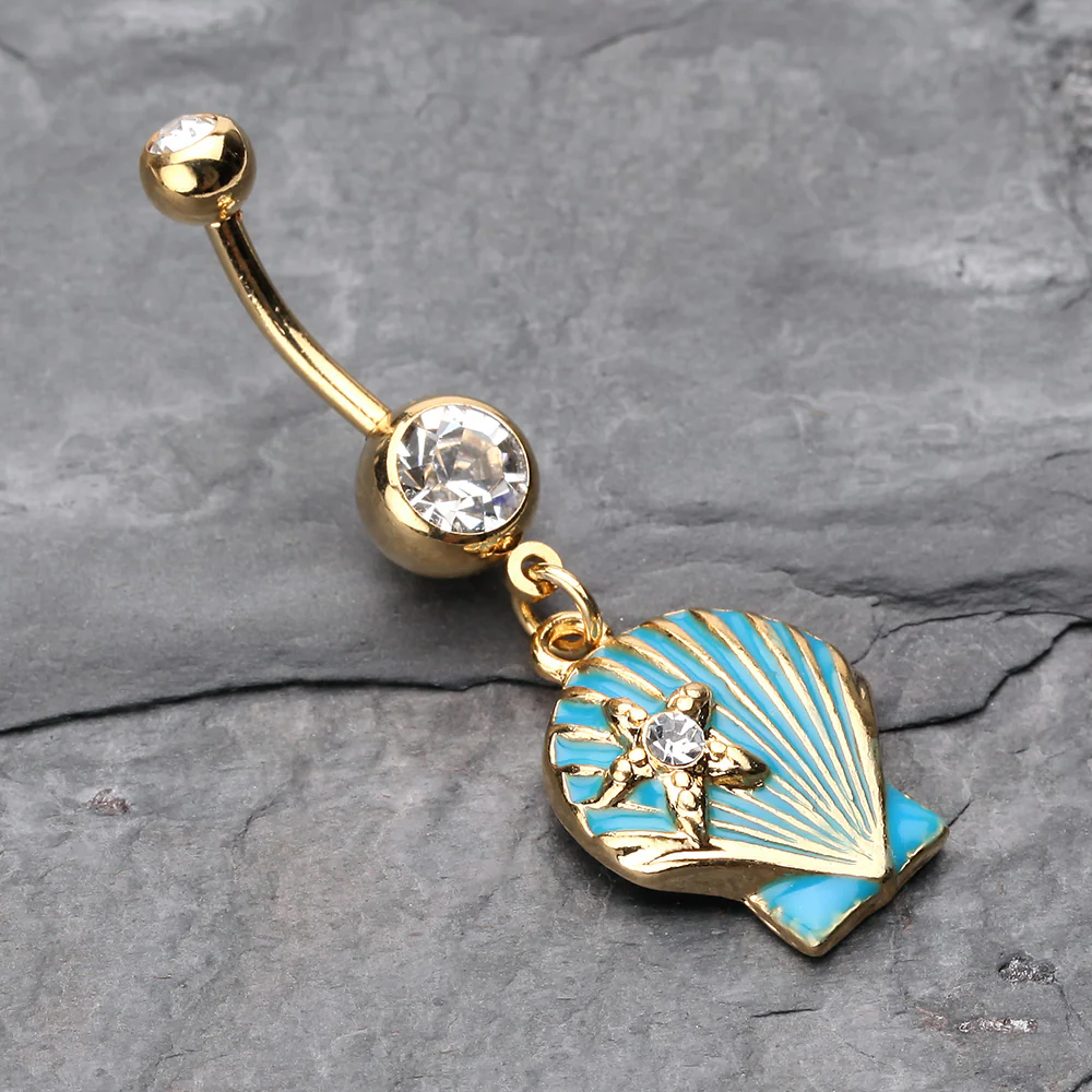 Ariel's Shell Dangle Belly Button Ring - Image 3