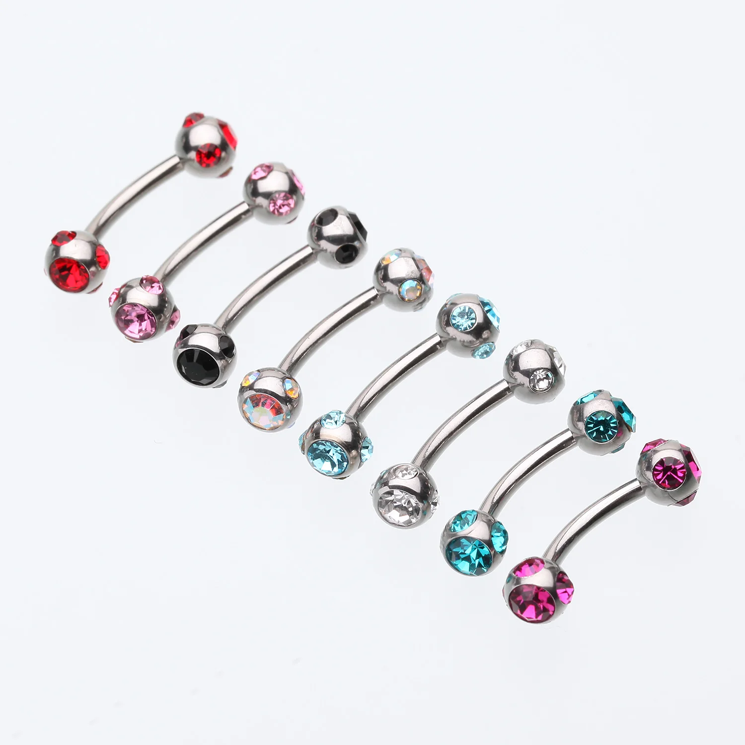 Aurora Gem Ball Curved Barbell Eyebrow Ring - Image 2