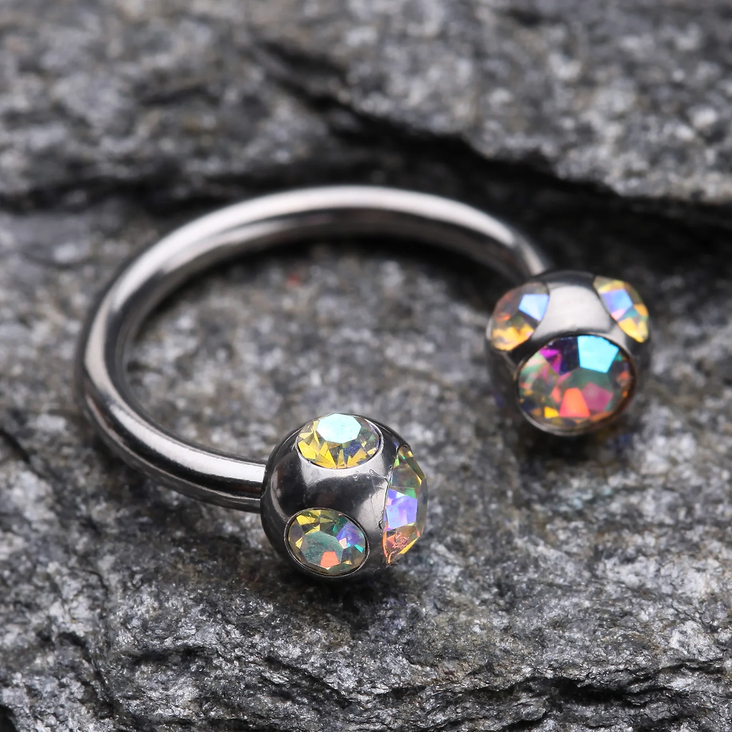 Aurora Gem Ball Steel Horseshoe Circular Barbell - Image 2