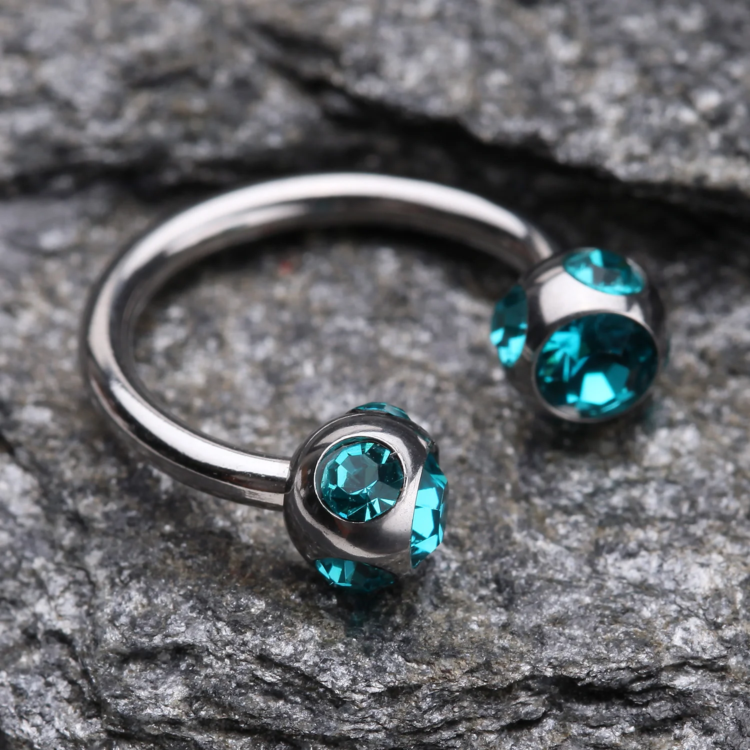 Aurora Gem Ball Steel Horseshoe Circular Barbell - Image 2