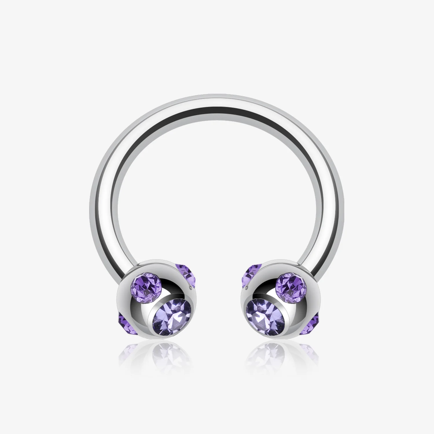 Aurora Gem Ball Steel Horseshoe Circular Barbell