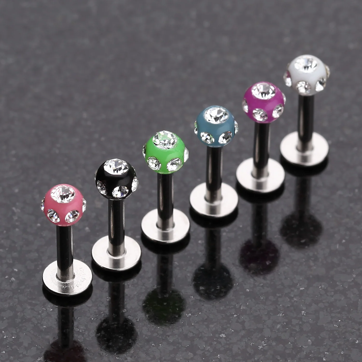 Aurora Gem UV Acrylic Ball Top Labret* - Image 2
