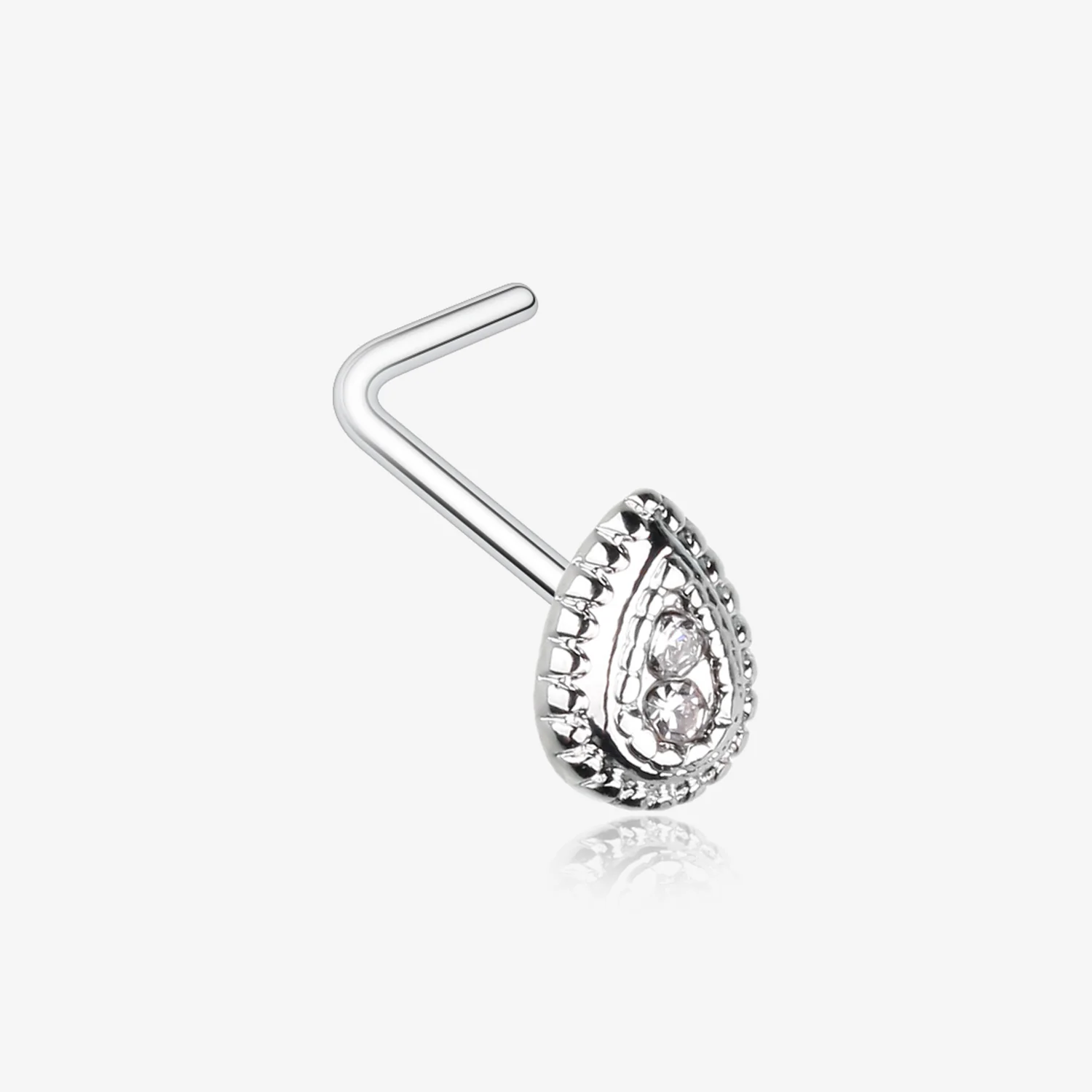 Bali Avice Teardrop Sparkle L-Shaped Nose Ring