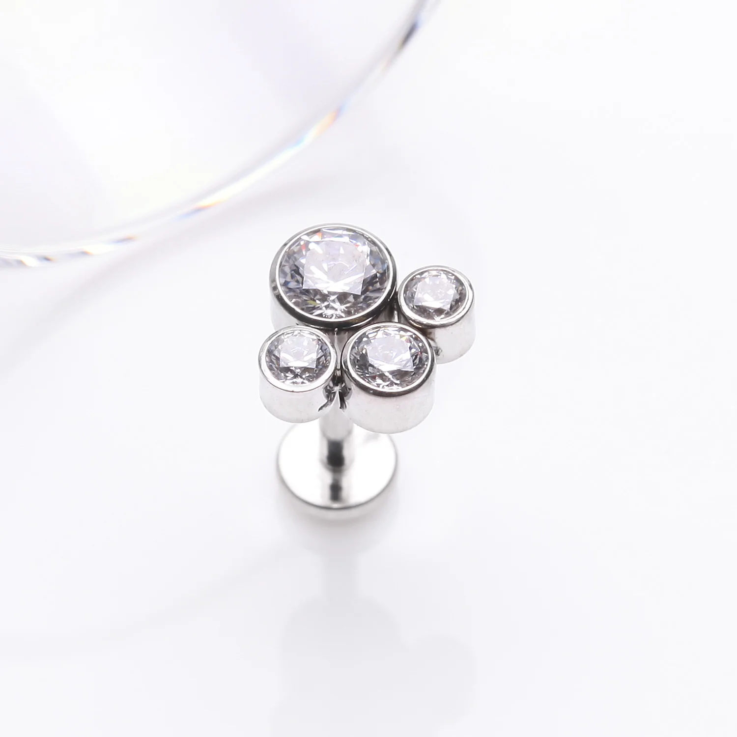 Bali Bauble Sparkle Top Internally Threaded Steel Labret - Image 2