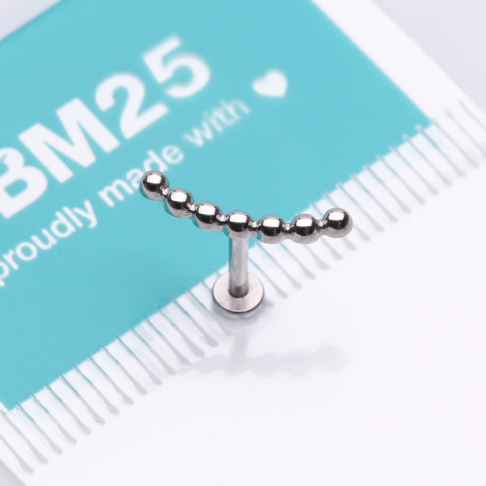 Bali Beaded Journey Arc Internally Threaded Steel Labret - Image 4