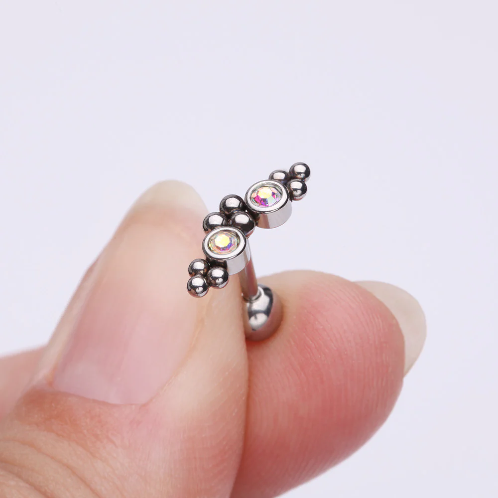 Bali Beads Arch Sparkle Cartilage Tragus Barbell Stud - Image 3