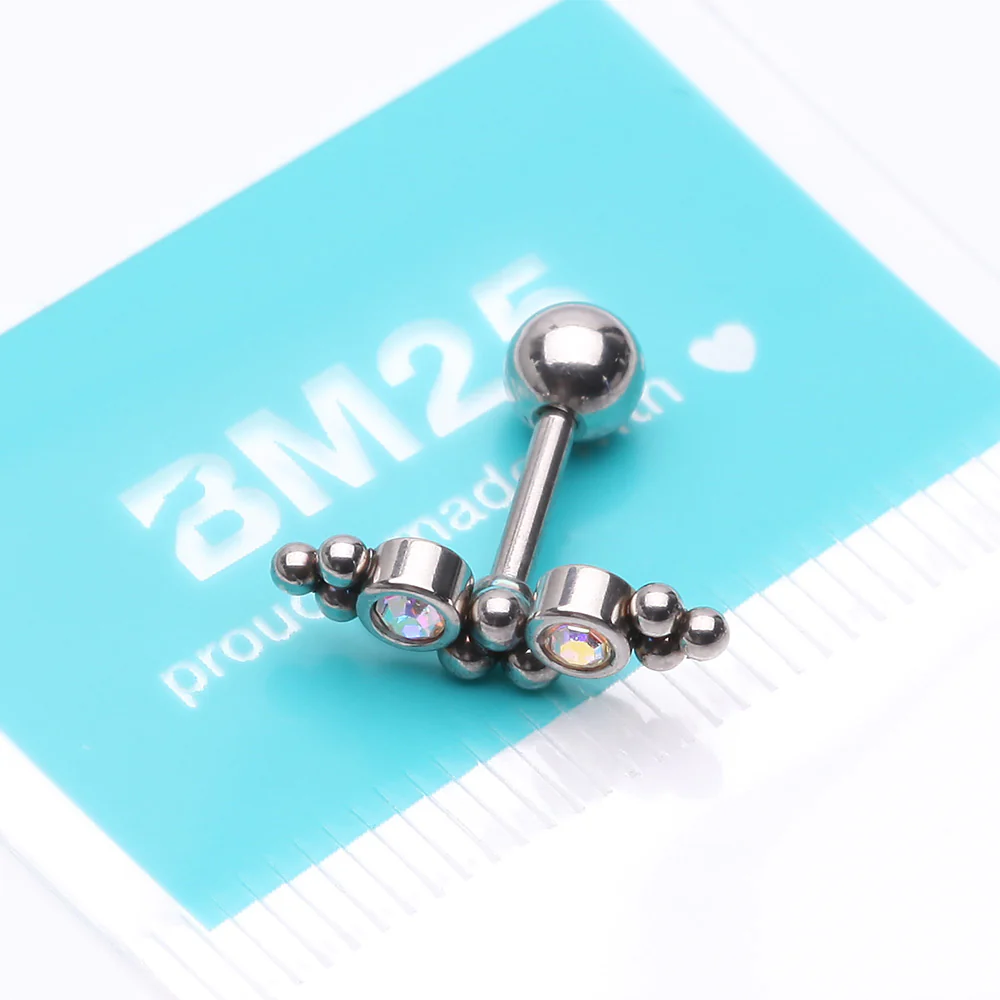 Bali Beads Arch Sparkle Cartilage Tragus Barbell Stud - Image 4