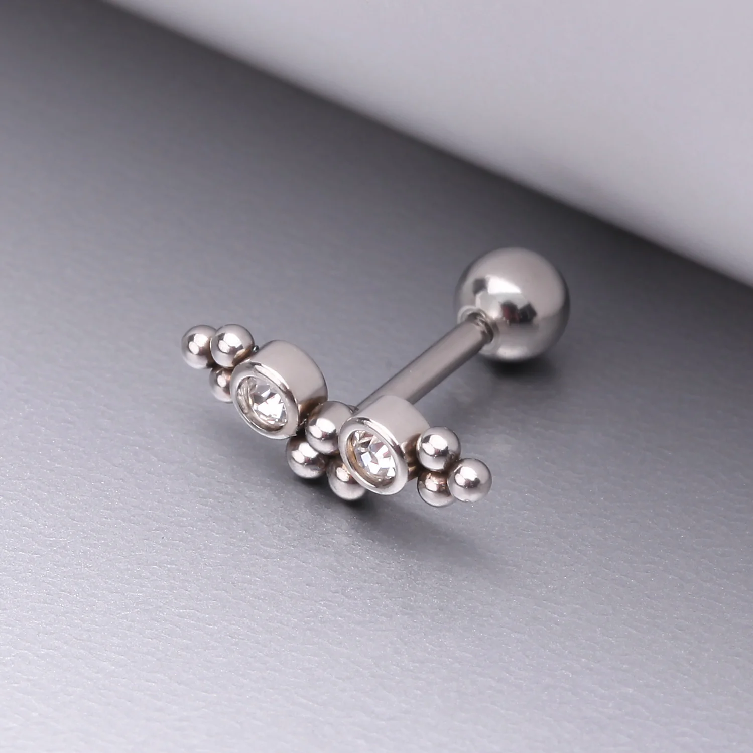 Bali Beads Arch Sparkle Cartilage Tragus Barbell Stud - Image 2