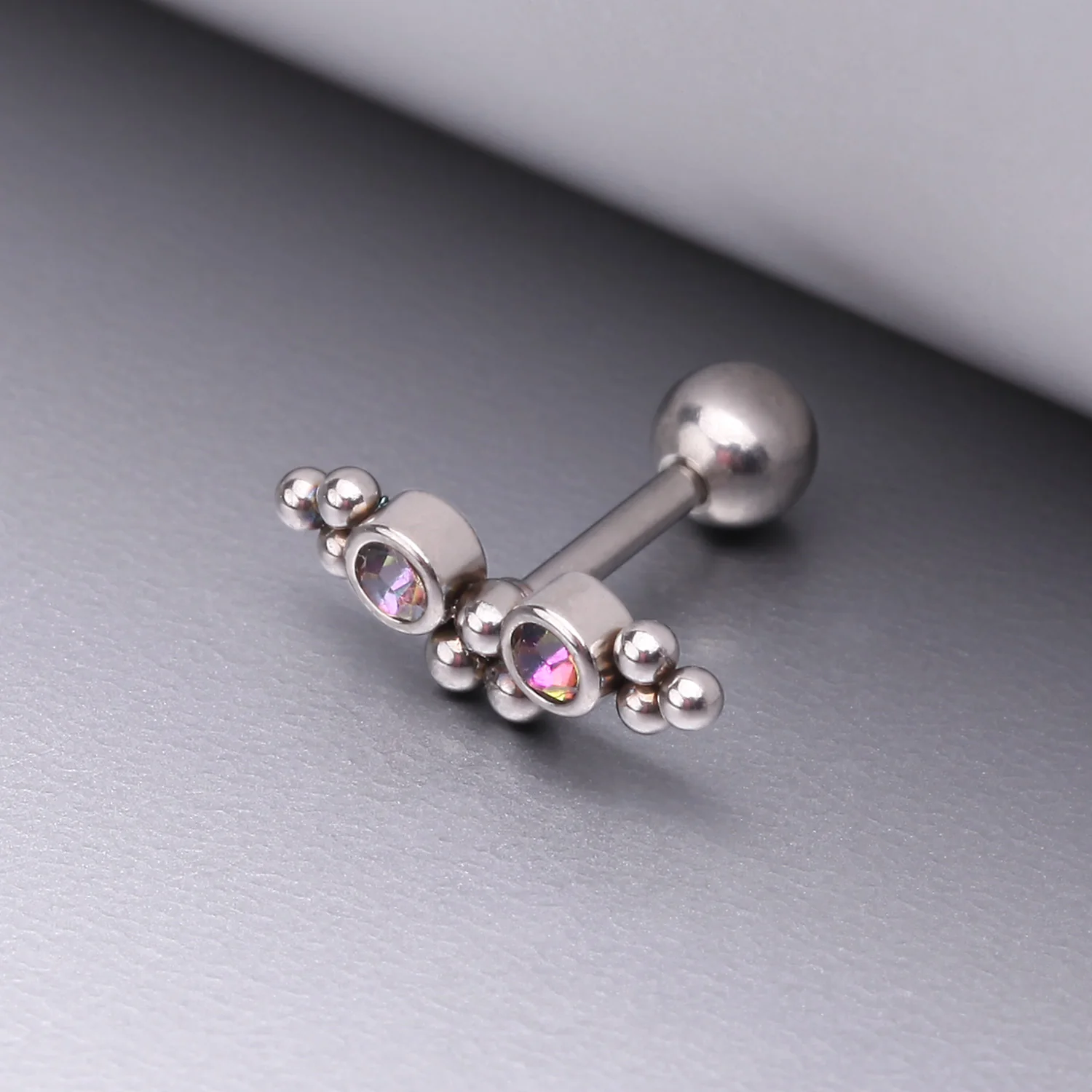 Bali Beads Arch Sparkle Cartilage Tragus Barbell Stud - Image 2