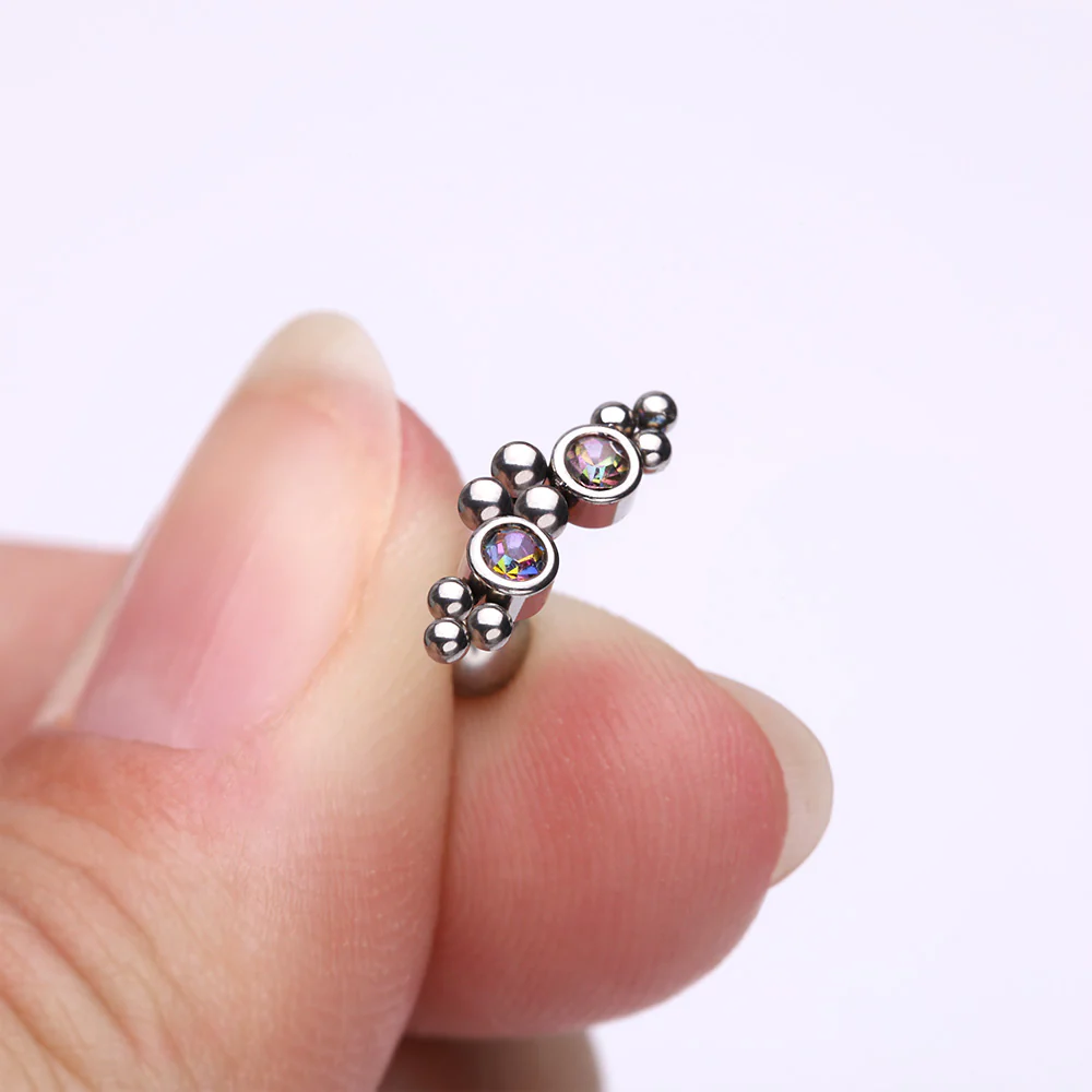 Bali Beads Arch Sparkle Cartilage Tragus Barbell Stud - Image 3