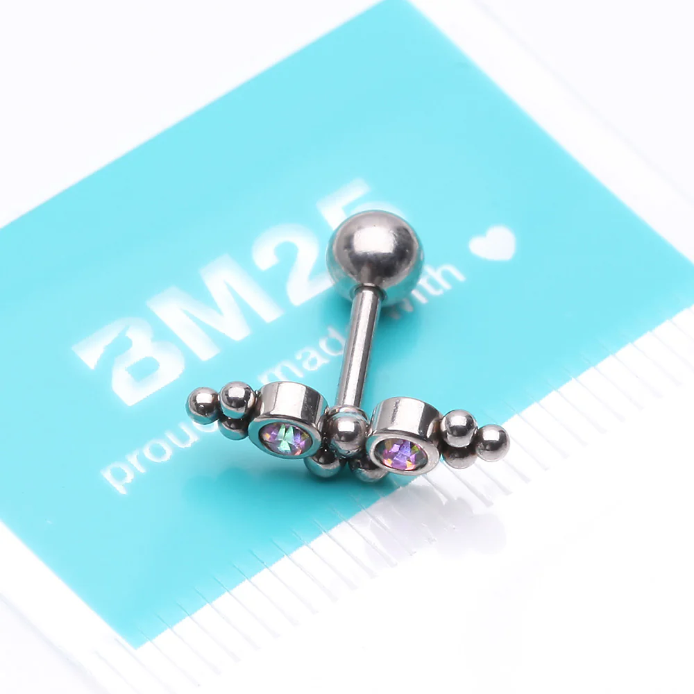 Bali Beads Arch Sparkle Cartilage Tragus Barbell Stud - Image 4